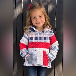 4t Kids Red and Blue Plaid Hoodie
